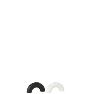 CANDLE HOLDER ARC CEMENT BLACK/WHITE ASSORTMENT OF 2
