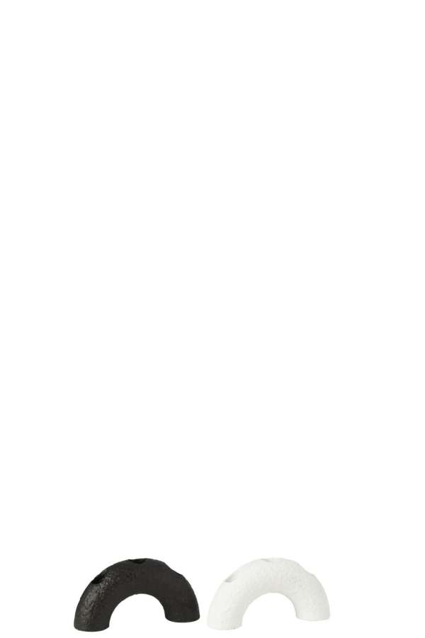 CANDLE HOLDER ARC CEMENT BLACK/WHITE ASSORTMENT OF 2