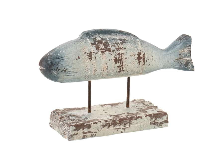 FISH ON BASE ANTIQUE OUTDOOR MAGNESIUM BLUE/WHITE
