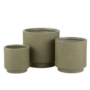 SET OF 3  FLOWERPOTS MISTY  CLAY GREEN