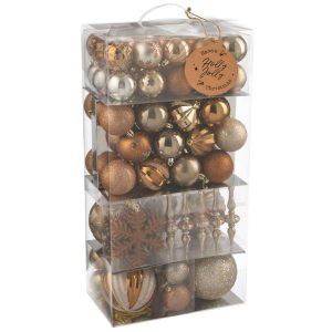 BOX OF 80 CHRISTMAS BAUBLE PLASTIC BROWN