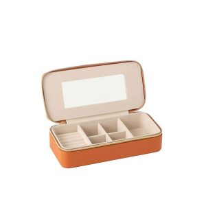 JEWELLERY BOX RECTANGLE+MIRROR ARTIFICIAL LEATHER COGNAC