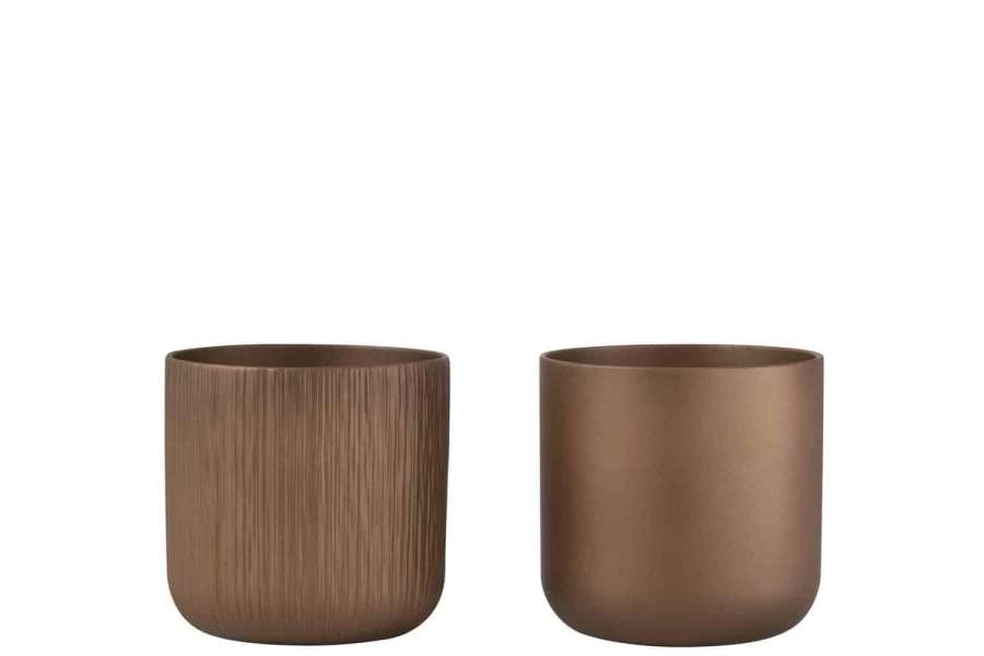 FLOWERPOT GEN CERAMIC GOLD/COPPER LARGE ASSORTMENT OF 2