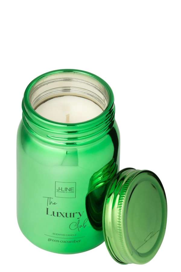 SCENTED CANDLE JAR GLASS GREEN-69H
