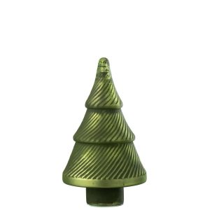 CHRISTMAS TREE OXYDISED RIBBED GLASS GREEN SMALL