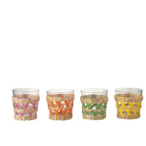 DRINKING GLASS WOVEN GLASS MIX SMALL ASSORTMENT OF 4