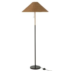 FLOOR LAMP METAL/RATTAN BLACK/NATURAL