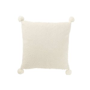 CUSHION SOFT POMPOMS POLYESTER WHITE