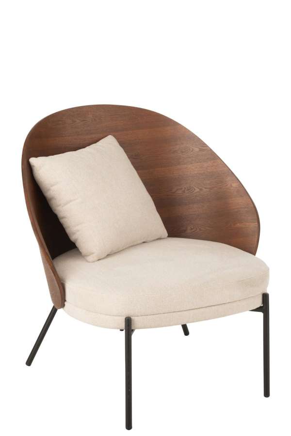 LOUNGE CHAIR LONE PLY WOOD/METAL BROWN/BEIGE