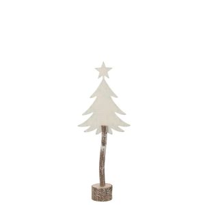 CHRISTMAS TREE + STAR IRON/PAULOWNIA WOOD OFF-WHITE SMALL