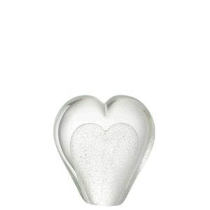 PAPERWEIGHT HEART GLASS WHITE LARGE