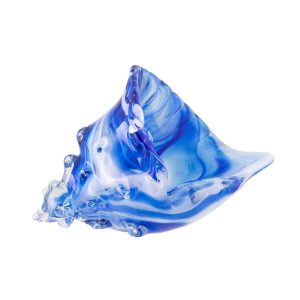 PAPERWEIGHT SEASHELL GLASS BLUE/WHITE
