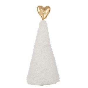 CHRISTMAS TREE GOLD HEART POLYESTER WHITE/GOLD COLORED LARGE