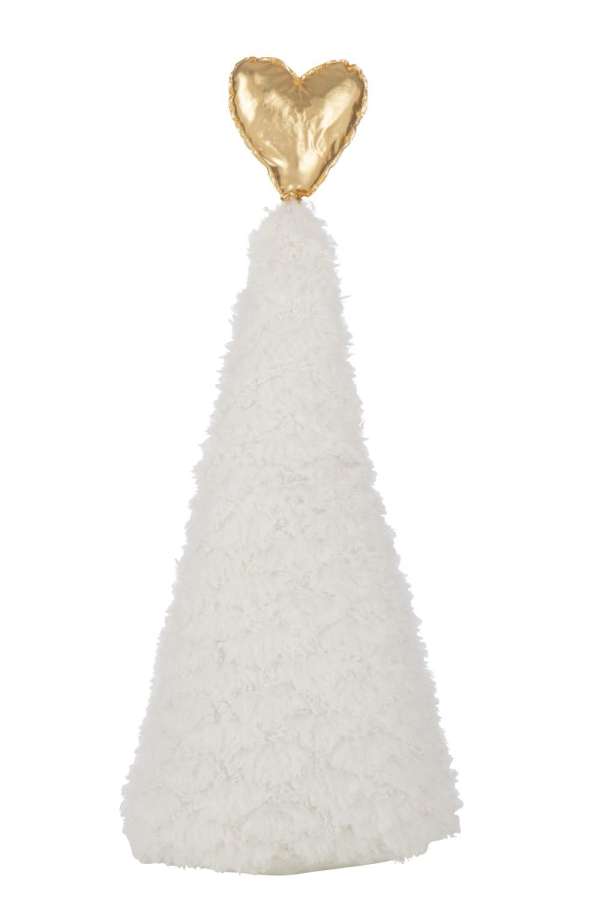 CHRISTMAS TREE GOLD HEART POLYESTER WHITE/GOLD COLORED LARGE