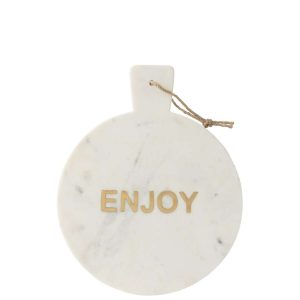 CHEESE BOARD ROUND ENJOY MARBLE WHITE