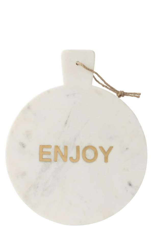 CHEESE BOARD ROUND ENJOY MARBLE WHITE