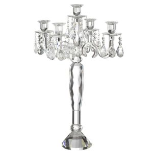 CANDLE HOLDER 5 ARMS CRYSTAL TRANSPARENT LARGE