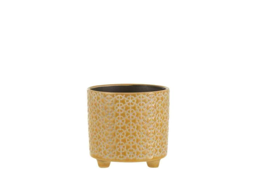 FLOWERPOT FLOWER CERAMIC OCHRE SMALL