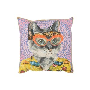 PILLOW CAT POPART POLYESTER/LINEN MIX