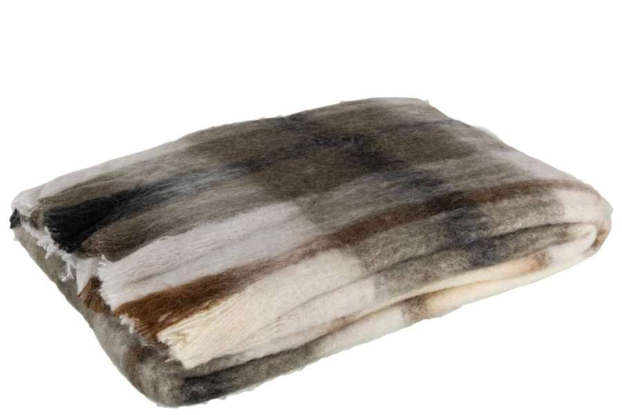 PLAID RHOMBUS ACRYLIC/WOOL BROWN/GREY/WHITE