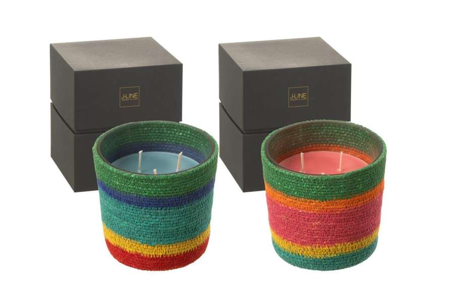 SCENTED CANDLE BASKET PINK WAX MIX SMALL-45 HOURS ASSORTMENT OF 2