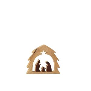 NATIVITY IN TREE MANGO WOOD NATURAL/BROWN SMALL