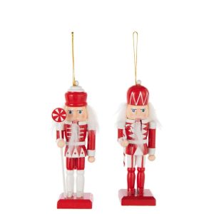 HANGER NUTCRACKER PINEWOOD RED/WHITE ASSORTMENT OF 2