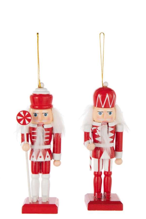 HANGER NUTCRACKER PINEWOOD RED/WHITE ASSORTMENT OF 2