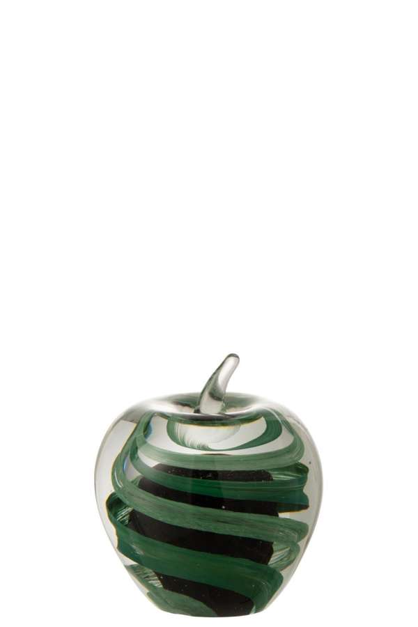 PAPERWEIGHT APPLE GLASS GREEN SMALL