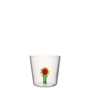 DRINKING GLASS SUNFLOWER GLASS MULTICOLORED