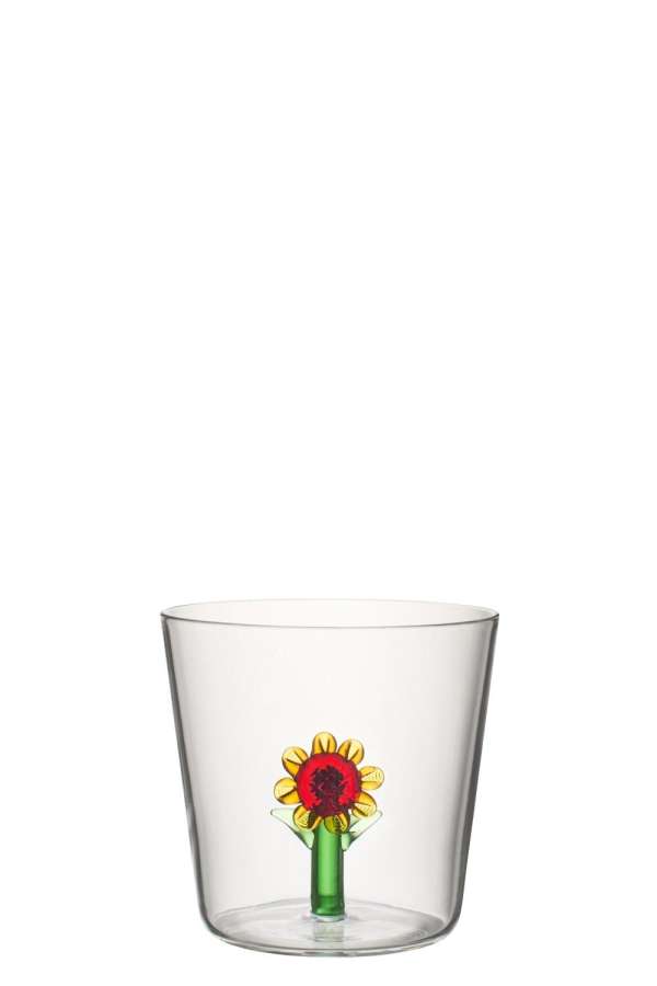 DRINKING GLASS SUNFLOWER GLASS MULTICOLORED