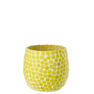 CANDLE HOLDER MOSAIC GLASS YELLOW MEDIUM