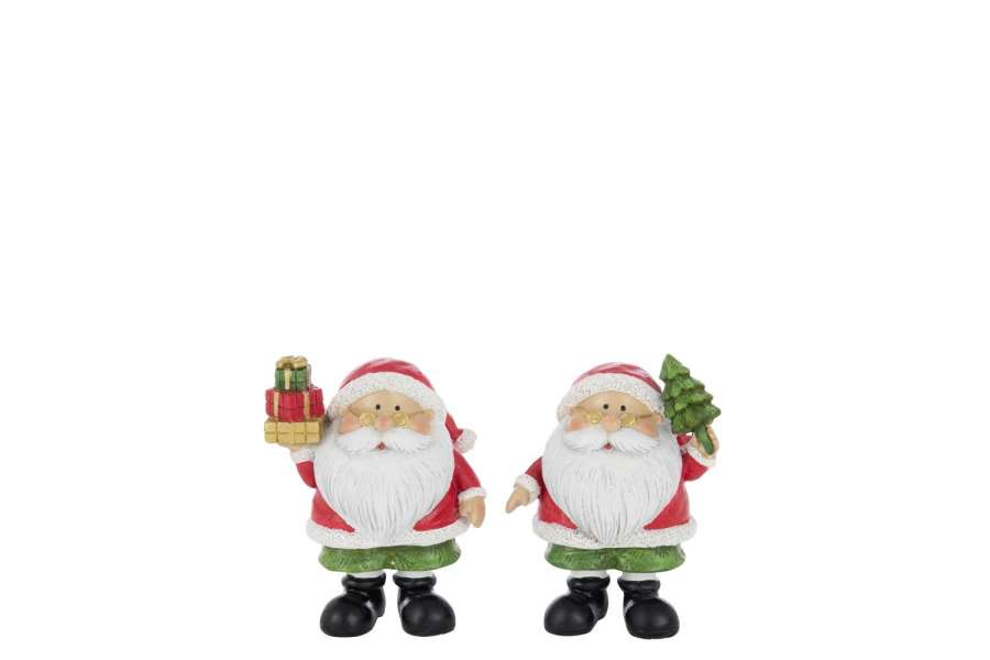 SANTA CLAUS TREE+GIFT POLYRESIN MULTICOLORED SMALL ASSORTMENT OF 2