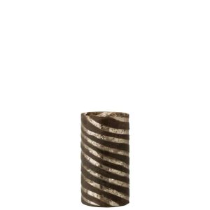 VASE STRIPES ROUND GLASS SILVER SMALL
