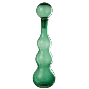 BOTTLE + STOP CAROL GLASS EMERALD GREEN LARGE