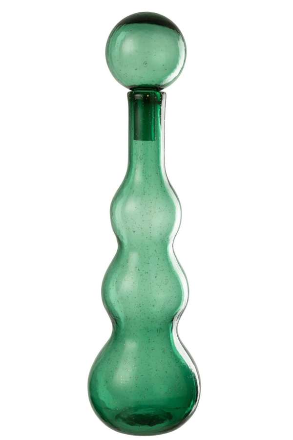 BOTTLE + STOP CAROL GLASS EMERALD GREEN LARGE