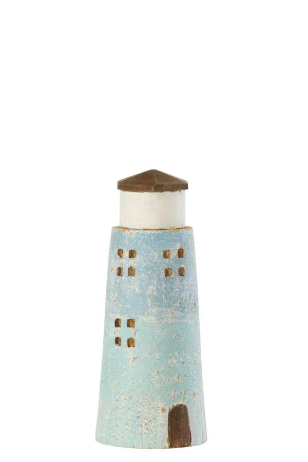 LIGHTHOUSE PAULOWNIA WOOD NATURAL/LIGHT BLUE SMALL