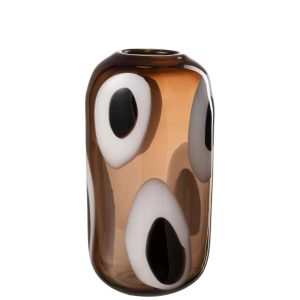 VASE IZZY GLASS WHITE/BROWN MEDIUM