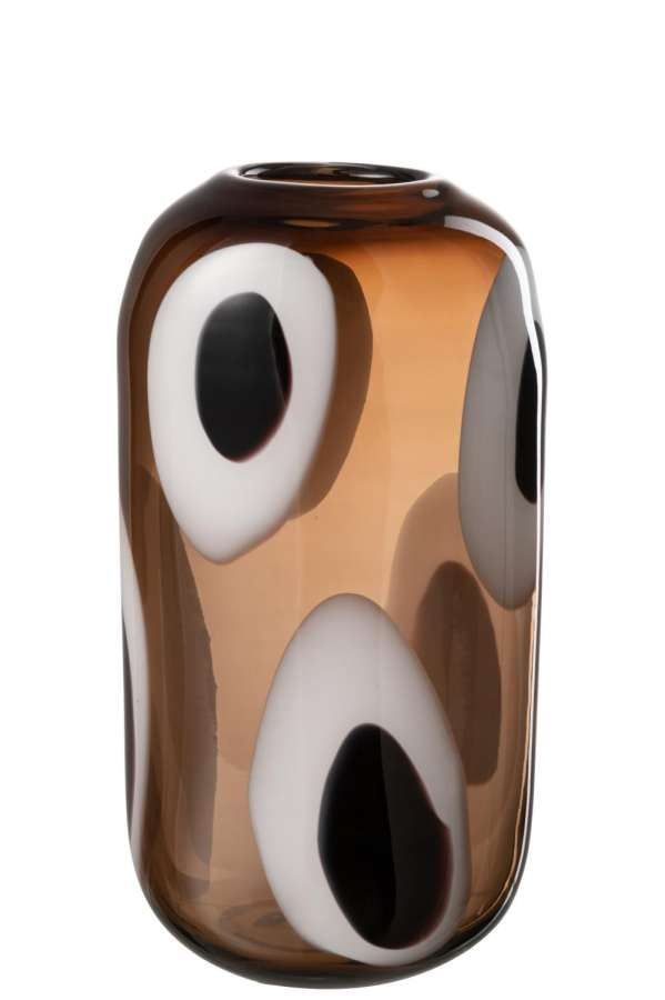 VASE IZZY GLASS WHITE/BROWN MEDIUM