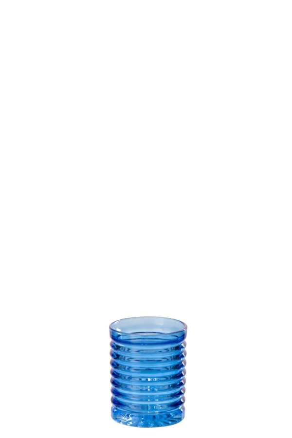 DRINKING GLASS RIBBED GLASS COBALT BLUE