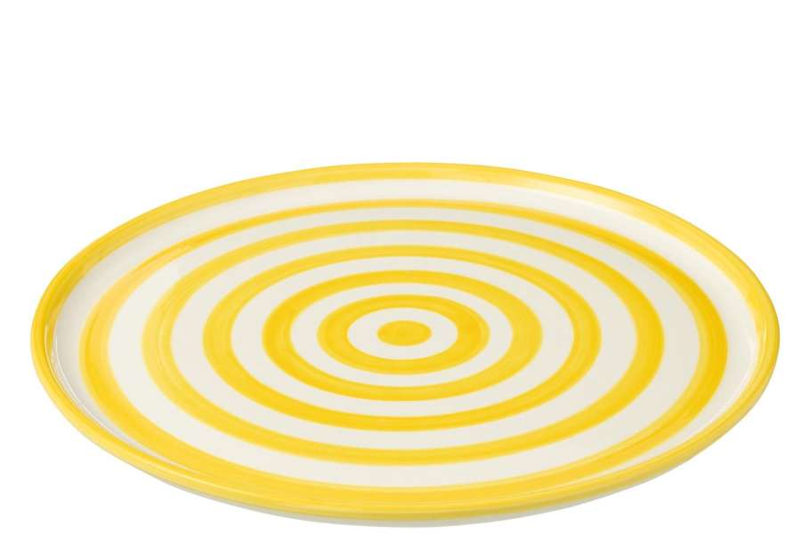 PLATE GRANADA STRIPES CERAMIC WHITE/YELLOW