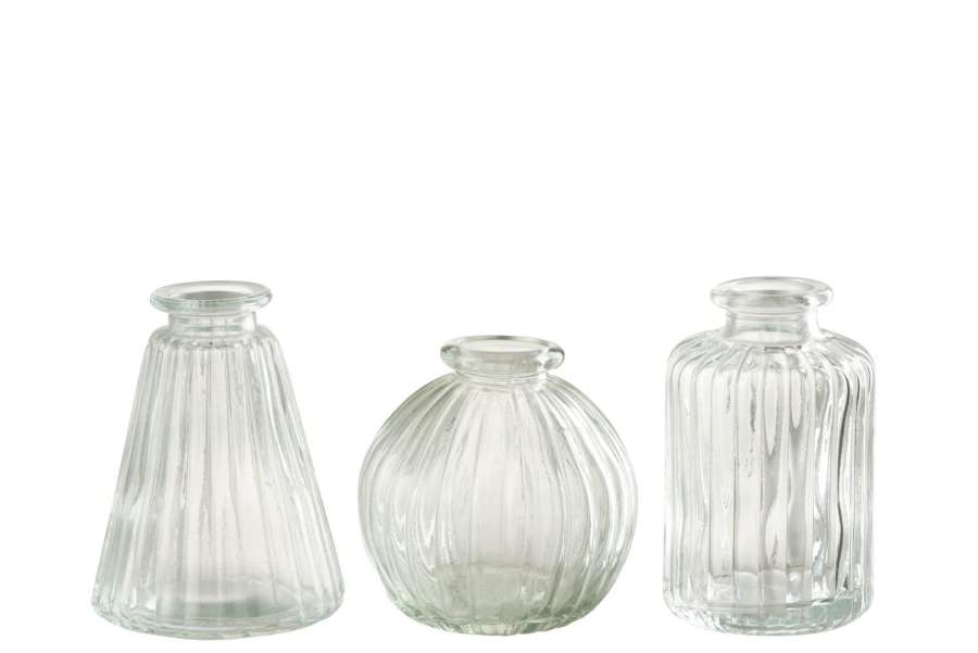 VASE TOLA GLASS TRANSPARENT ASSORTMENT OF 3