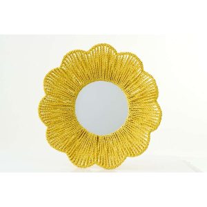 WALL MIRROR RAFFIA YELLOW