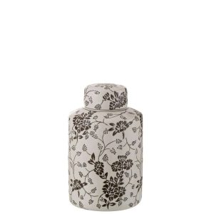JAR DECORATIVE ZEN PORCELAIN WHITE/BLACK LARGE