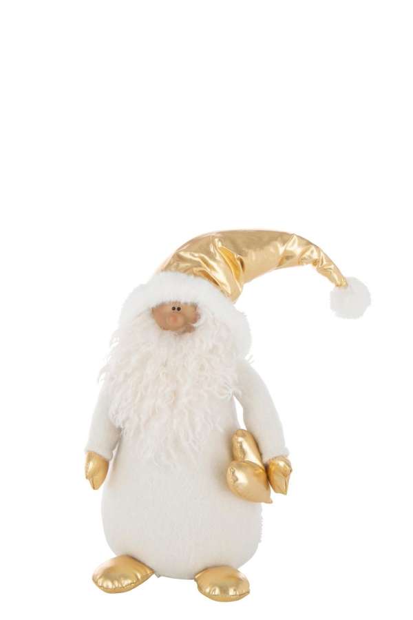 SANTA CLAUS GOLD HEART POLYESTER WHITE/GOLD COLORED LARGE