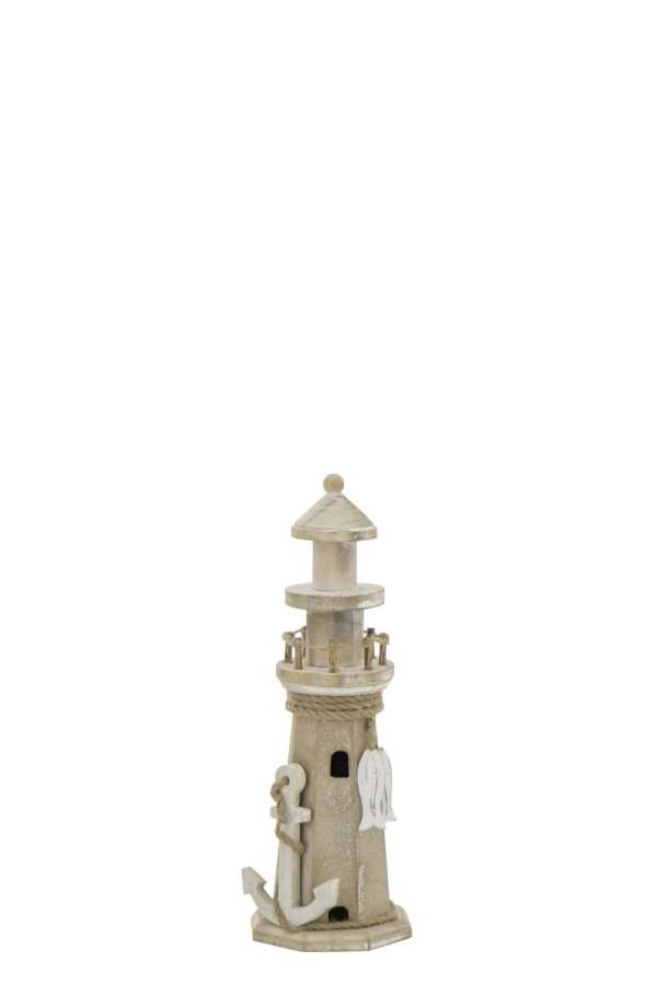 LIGHTHOUSE DECORATIVE WHITEWASH MDF/ROPE NATURAL SMALL