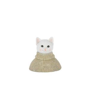 CAT BUST SWEATER POLYRESIN GREY-GREEN/WHITE