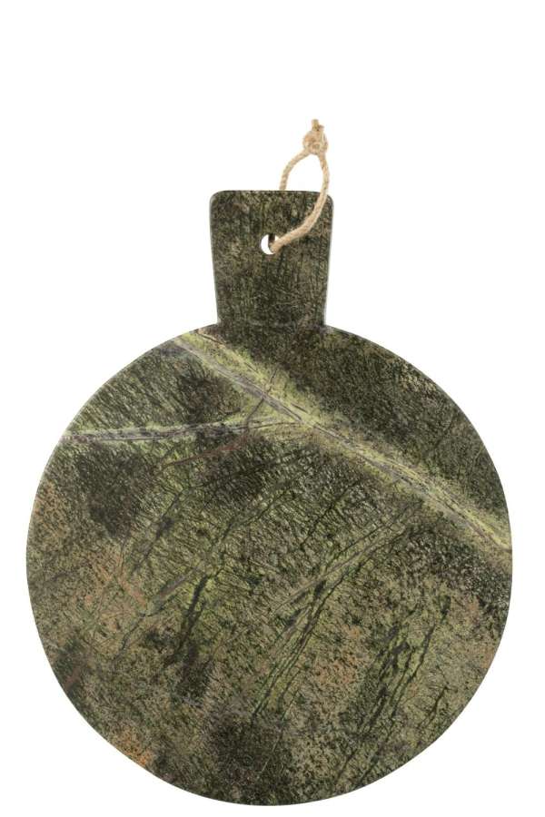 CHEESE BOARD ROUND MARBLE KHAKI GREEN/DARK GREEN
