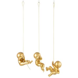 WALL DECORATION MARCEL LIMEPOWDER GOLD COLORED ASSORTMENT OF 3