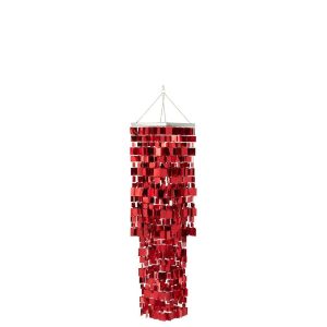 LAMP SHADE CHANDELIER SQUARE PVC RED MEDIUM